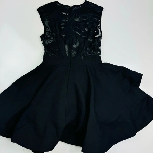 ANGL Black Sheer Lace Embroidered Fit And Flare Dress Size Small - Picture 7 of 9